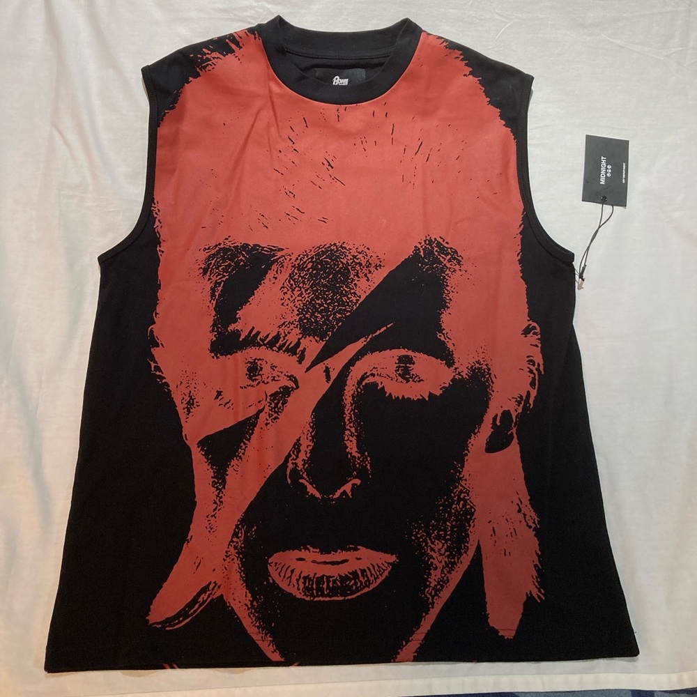 Men’s David Bowie Midnight Sleeveless Tank Top! Size large, NWT!